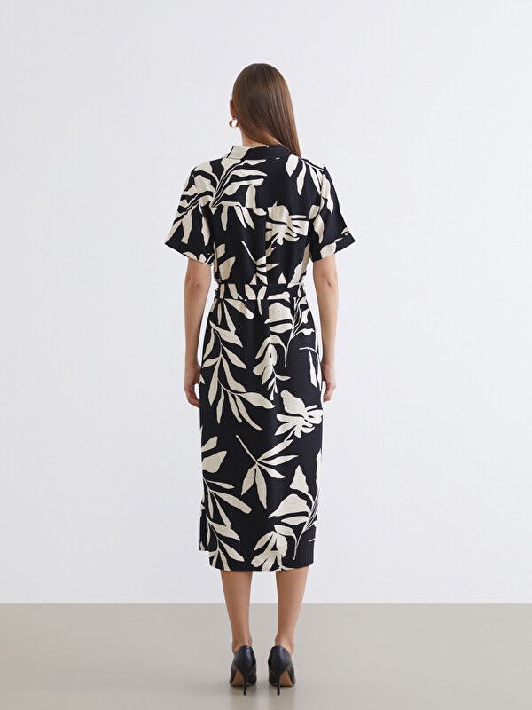 Moudda LC Waikiki - Robe manches courtes en tissu pour Femme couleur Noir imprimé - Tunisie 4