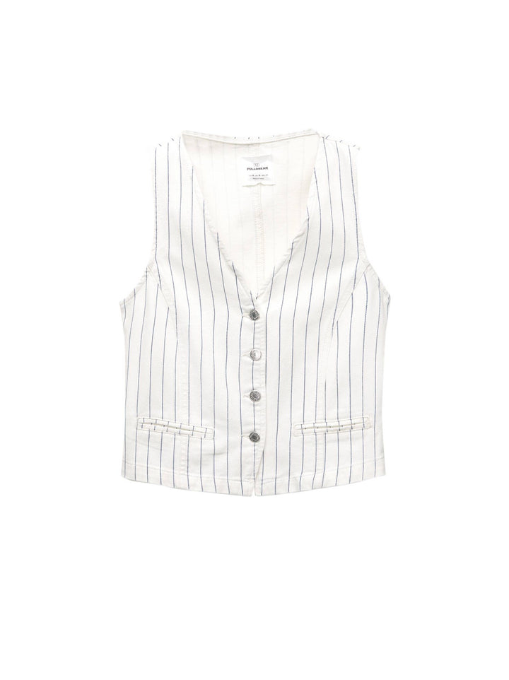 Moudda PULL & BEAR - Gilet Blanc - Rayures - Tunisie 1