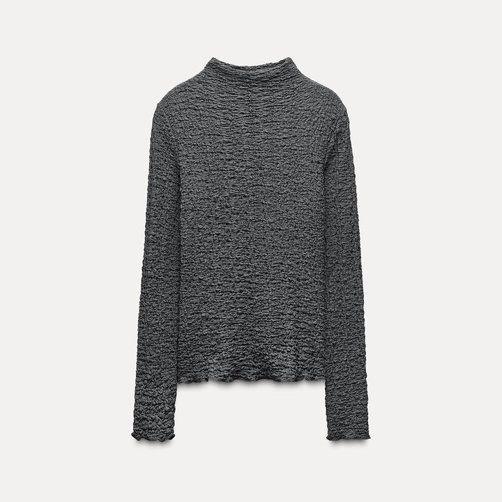 Moudda ZARA - T-shirt texturé col montant manches longues - Tunisie 2