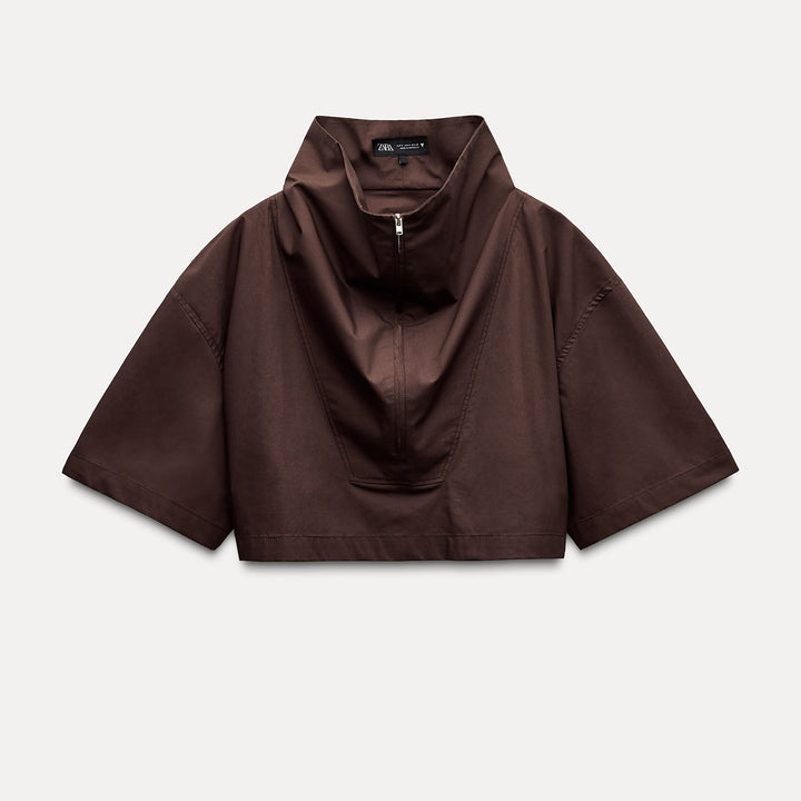 Moudda ZARA - Chemise popeline manches courtes, col cheminée, zip - Tunisie 1