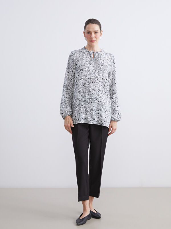 Moudda LC Waikiki - Blouse tissée imprimée manches longues Femme Imprimé en noir - Tunisie 2