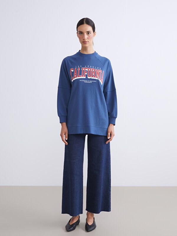 Moudda LC Waikiki - Tunique en jersey manches longues Femme Bleu marine claire - Tunisie 2