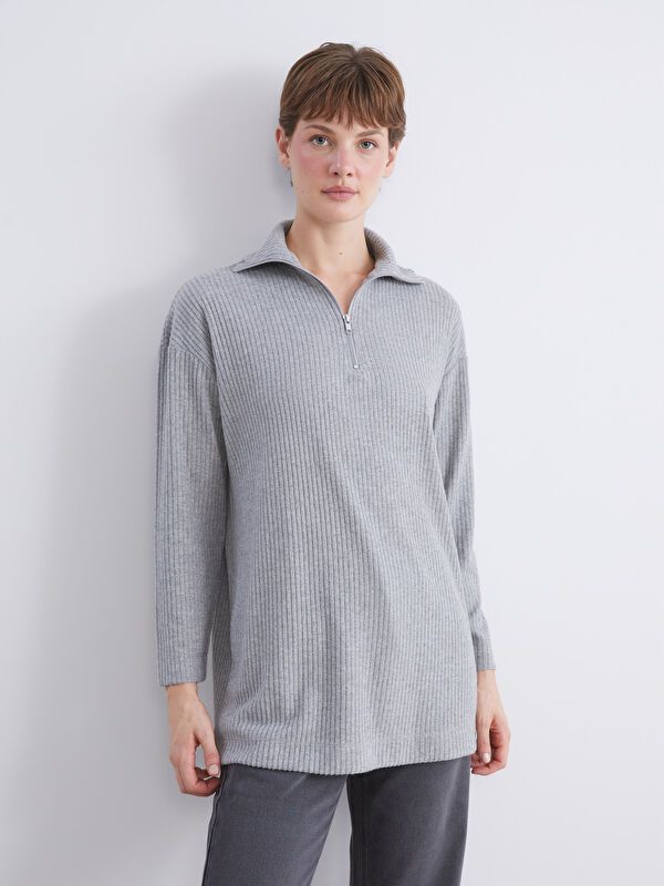 Moudda LC Waikiki - Tunique en jersey manches longues Femme Mélange de gris - Tunisie 1