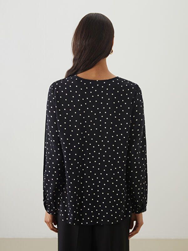 Moudda LC Waikiki - Blouse tissée manches longues Femme Imprimé en noir - Tunisie 4