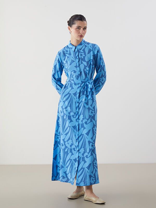 Moudda LC Waikiki - Robe tissée manches longues Femme Imprimé en blanc - Tunisie 2