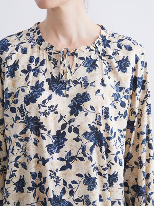 Moudda LC Waikiki - Blouse tissée imprimée manches longues Femme Beige clair - Tunisie 3