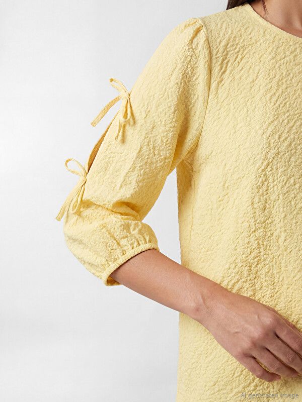 Moudda LC Waikiki - Chemisier (blouse) manches longues en tissu pour Femme couleur Vanille - Tunisie 3