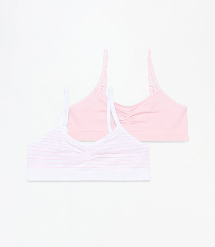 Moudda Lefties - Pack 2 Hauts Seamless Basique - Rose/Blanc Fille - Tunisie 2