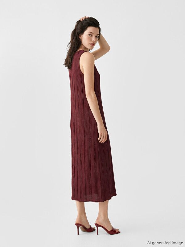 Moudda LC Waikiki - Robe maternité en jersey manches courtes pour Femme couleur Bordeaux - Tunisie 3