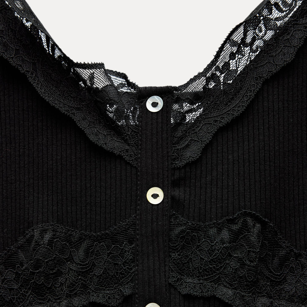 Moudda ZARA - Top Côtelé à Bretelles Dentelle - Tunisie 2