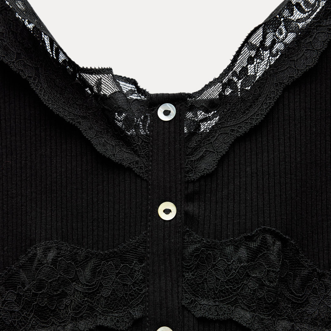 Moudda ZARA - Top Côtelé à Bretelles Dentelle - Tunisie 2