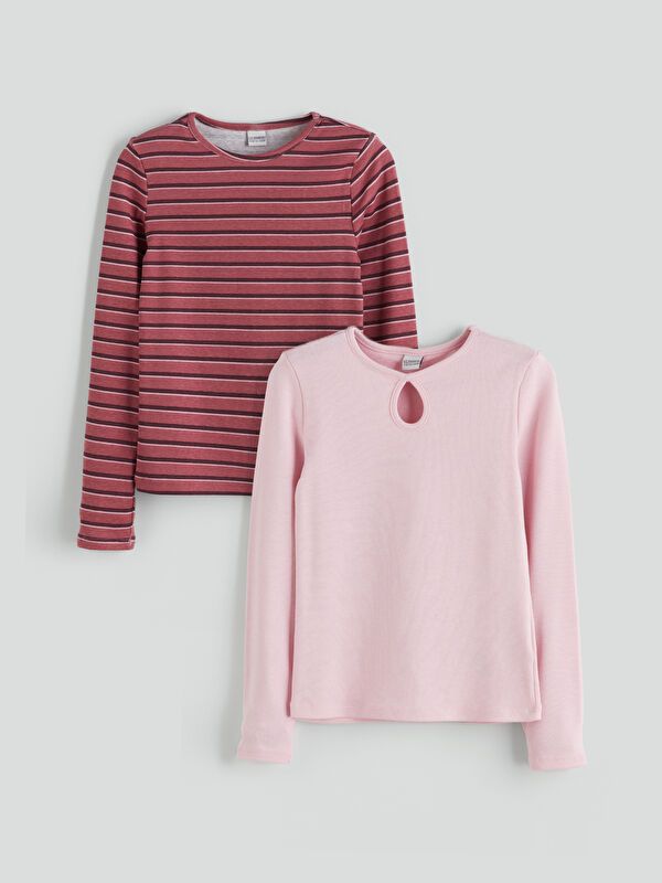 Moudda LC Waikiki - Body en jersey manches longues Fille Rose poussiéreux clair - Tunisie 1