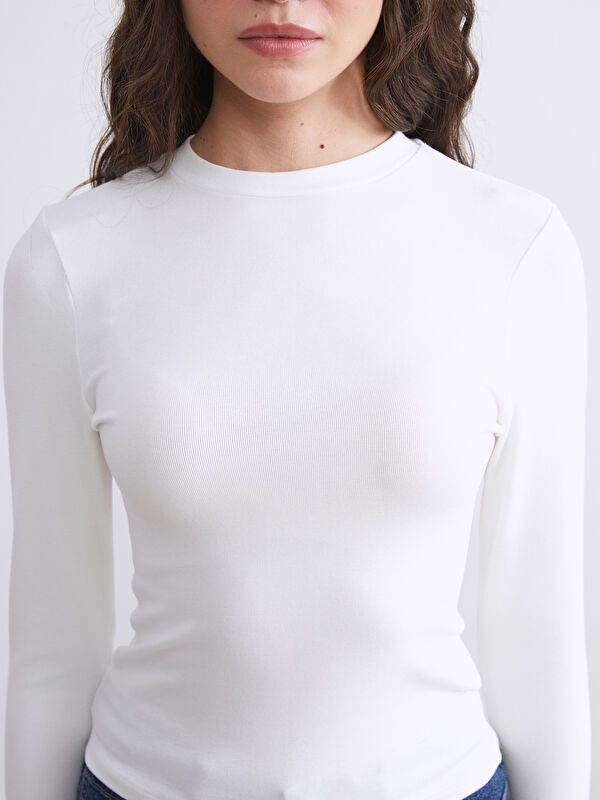 Moudda LC Waikiki - Body en jersey manches longues Femme Buxe blanc - Tunisie 3