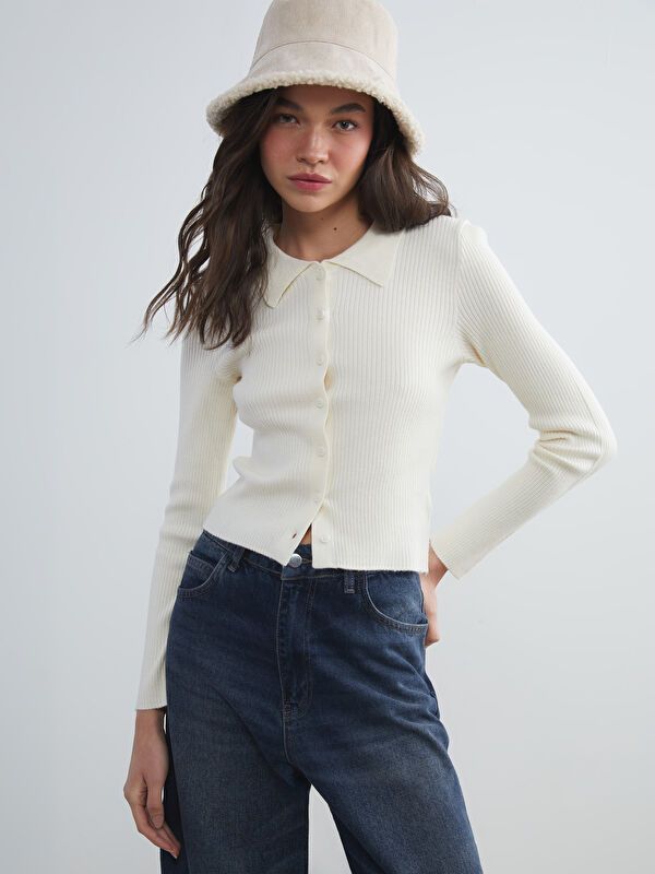 Moudda LC Waikiki - Cardigan en tricot Femme Ecru - Tunisie 1