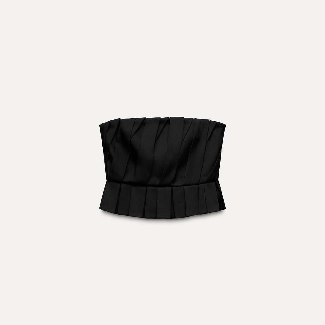 Moudda ZARA - Haut satiné plissé, détail péplum - Tunisie 1