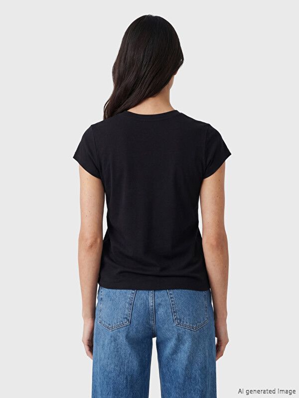 Moudda LC Waikiki - Body imprimé manches courtes en jersey pour Femme couleur Anthracite - Tunisie 3