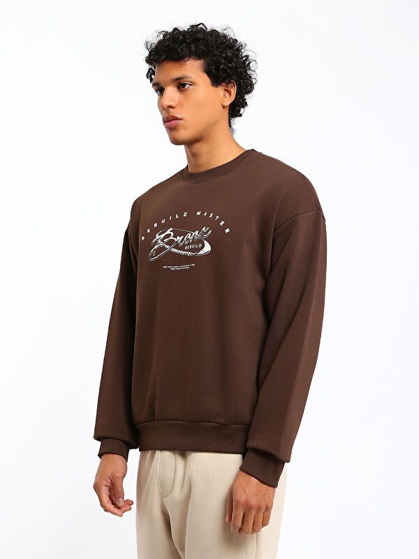 Moudda LC Waikiki - Sweatshirt en jersey couleur Marron foncé pour hommes - Tunisie 4