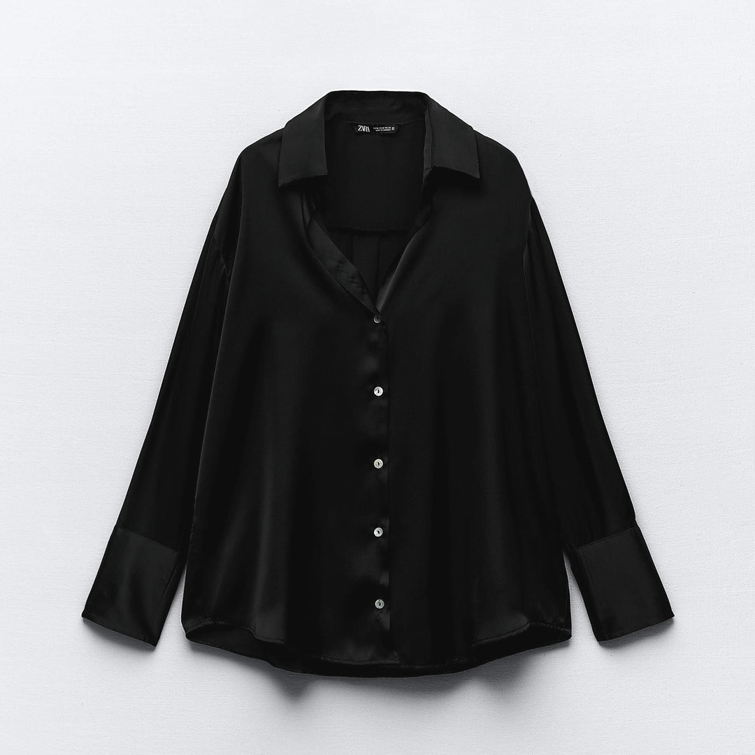 Moudda ZARA - Chemise basique en satin détails nouveaux poignets - Tunisie 1