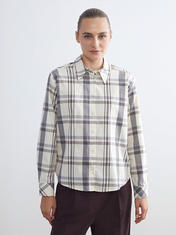 Moudda LC Waikiki - Chemise tissée manches longues Femme Carreaux blancs - Tunisie 1