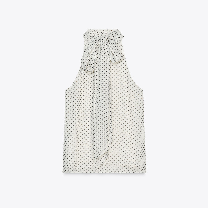 Moudda ZARA - Top Halter - Manches Courtes, Nœud & Pois - Tunisie 2
