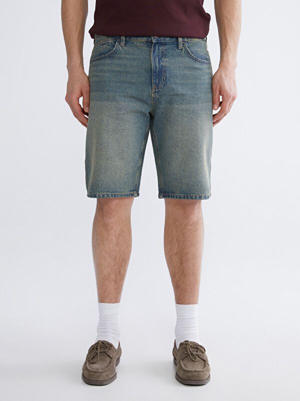 Moudda LC Waikiki - Bermuda en denim pour Homme couleur Bleu indigo clair rodé - Tunisie 2