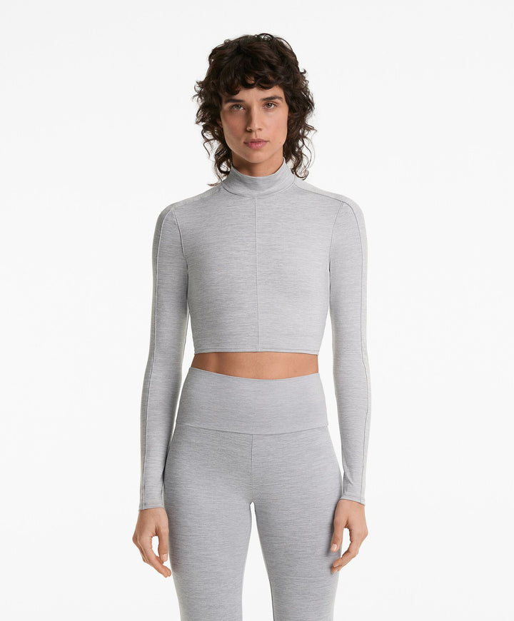 Moudda Oysho - T-Shirt Manches Longues Comfortlux Vigoré - Gris Clair - Tunisie 3