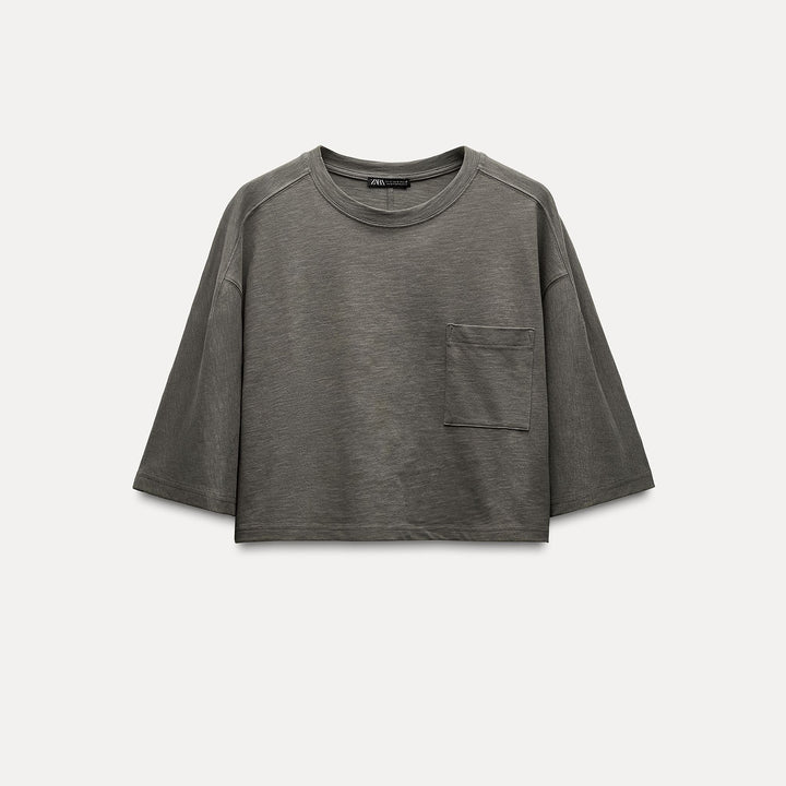 Moudda ZARA - T-shirt boxy en flammé, poche - Tunisie 2