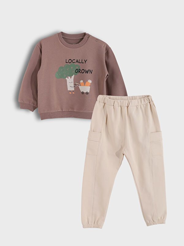 Moudda LC Waikiki - Ensemble en jersey manches courtes Garçon Brun clair - Tunisie 1