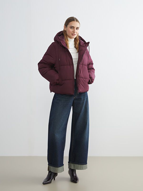 Moudda LC Waikiki - Manteau matelassé en nylon Femme Bordeaux - Tunisie 2