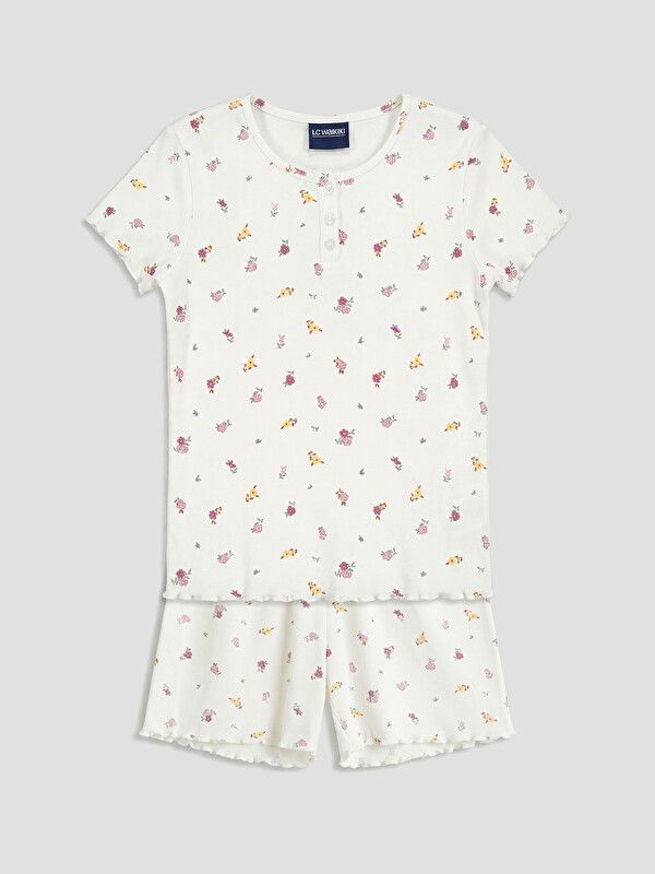 Moudda LC Waikiki - Short-Capri manches courtes pour Fille couleur Écru imprimé - Tunisie 1