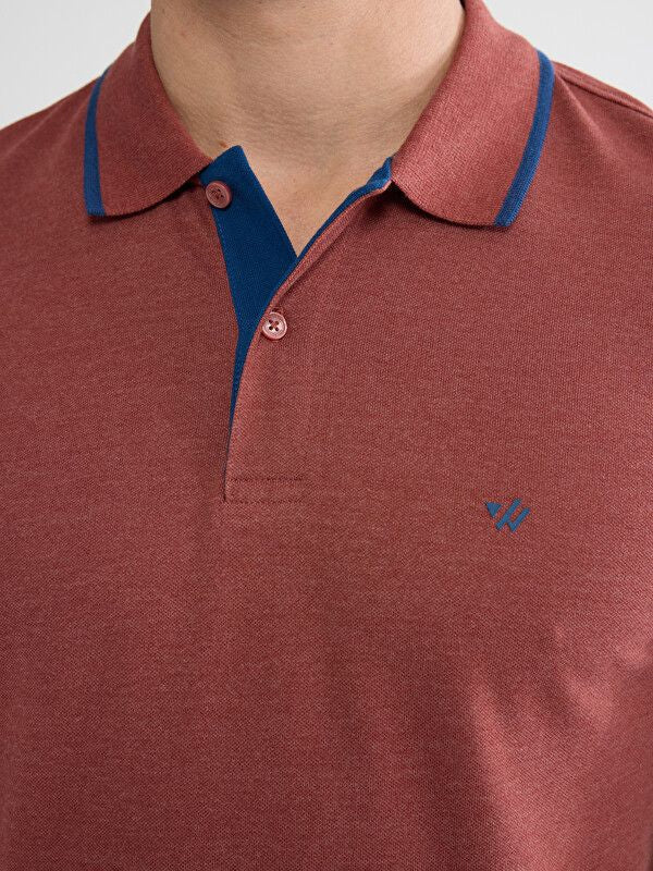 Moudda LC Waikiki - T-shirt col polo basique manches courtes en jersey pour Homme couleur Orange mélangé - Tunisie 3