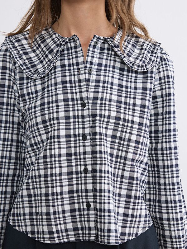 Moudda LC Waikiki - Chemise manches longues en tissu pour Femme couleur Noir à carreaux - Tunisie 3