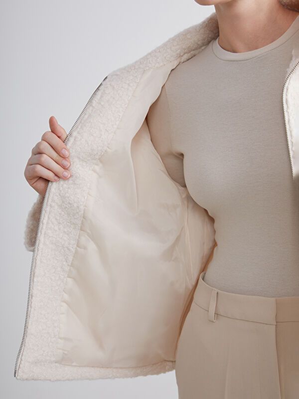 Moudda LC Waikiki - Manteau effet laine Femme Ecru - Tunisie 4