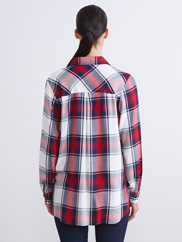 Moudda LC Waikiki - Chemise tissée manches longues Femme À carreaux rouges - Tunisie 4