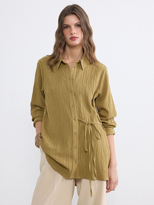 Moudda LC Waikiki - Tunique manches longues en tissu pour Femme couleur Vert olive - Tunisie 1