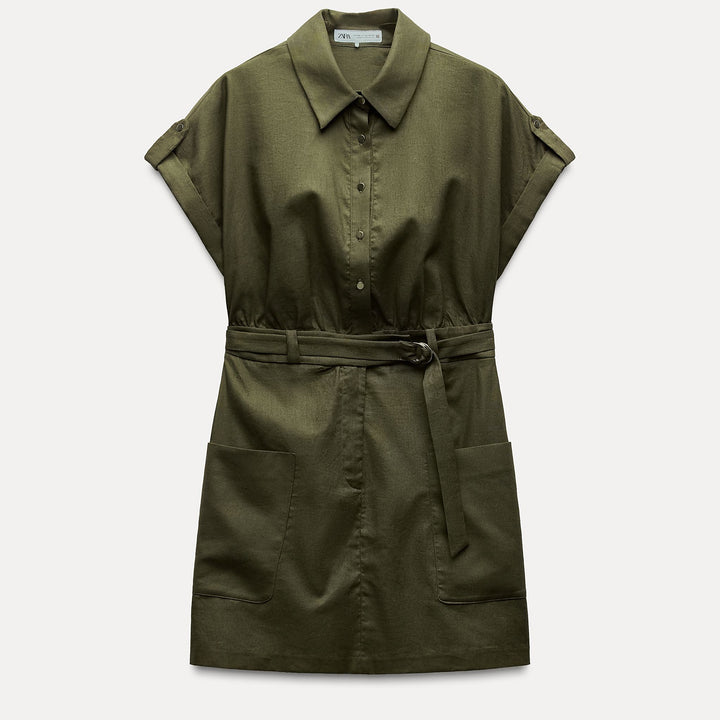 Moudda ZARA - Robe courte lin/coton col chemise manches courtes - Tunisie 2