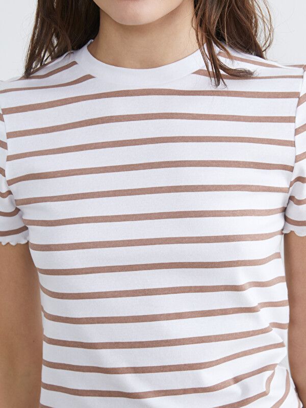 Moudda LC Waikiki - Blouse maternité en jersey manches courtes pour Femme couleur Marron rayé - Tunisie 3