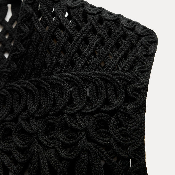 Moudda ZARA - Gilet broderie machine macramé ourlet franges - Tunisie 3