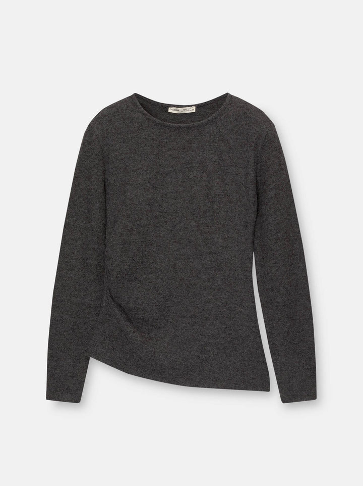 Moudda PULL & BEAR - T-Shirt - Fronces Latérales & Soft Touch (Gris) - Tunisie 3
