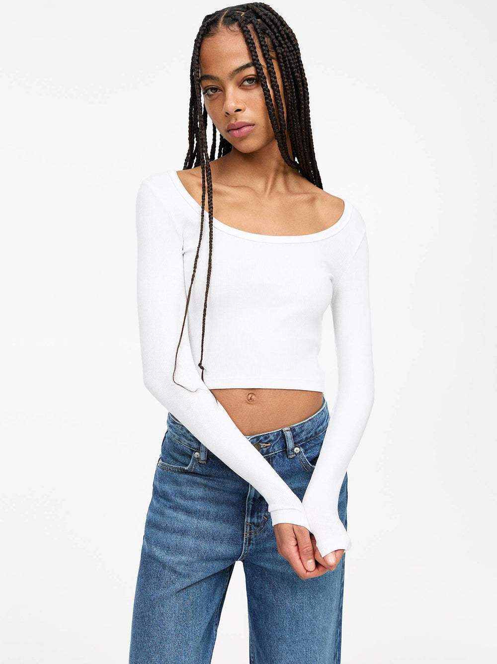 Moudda PULL & BEAR - T-Shirt - Côtes & Col Rond (Blanc) - Tunisie 2