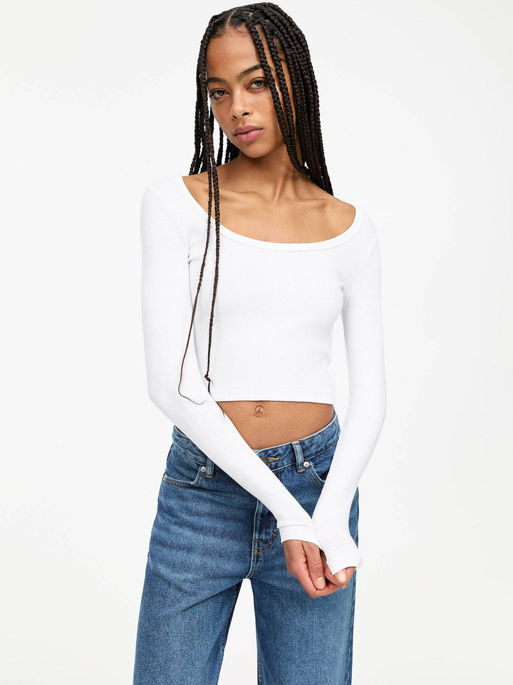 Moudda PULL & BEAR - T-Shirt - Côtes & Col Rond (Blanc) - Tunisie 2