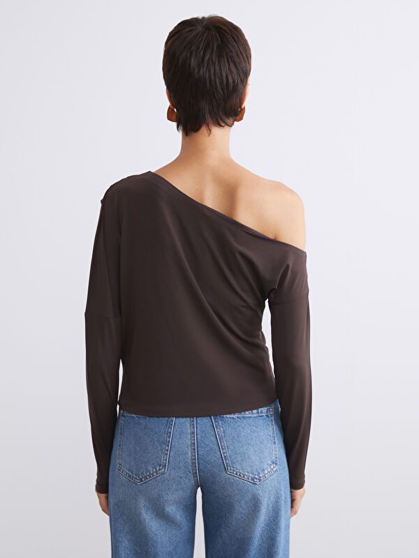 Moudda LC Waikiki - Body en jersey manches longues Femme Brun foncé - Tunisie 4