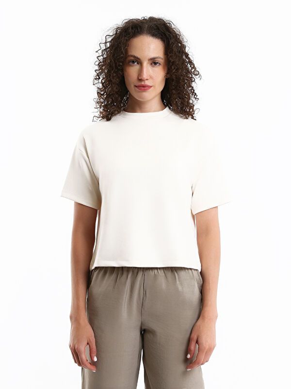 Moudda LC Waikiki - Body jersey manches courtes Femme Buxe blanc - Tunisie 1