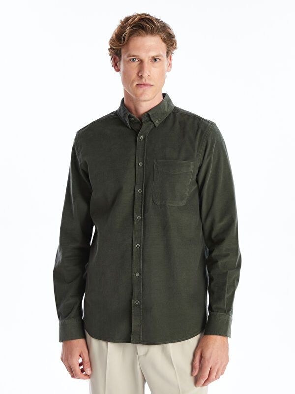 Moudda LC Waikiki - Chemise tissée manches longues Homme Kaki - Tunisie 1