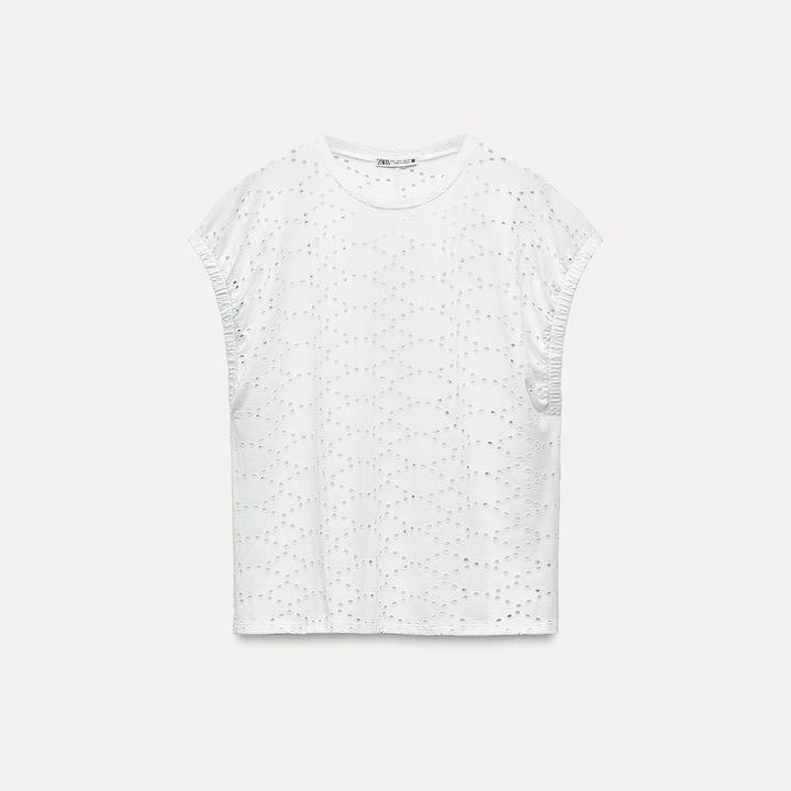Moudda ZARA - Top Broderie Anglaise Épaules Tombantes - Tunisie 1
