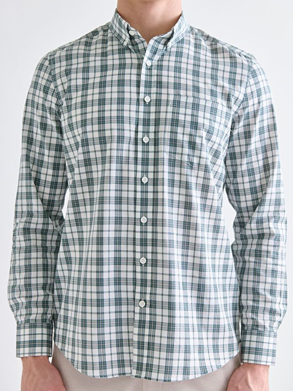 Moudda LC Waikiki - Chemise tissée à carreaux manches longues Homme À carreaux verts - Tunisie 3