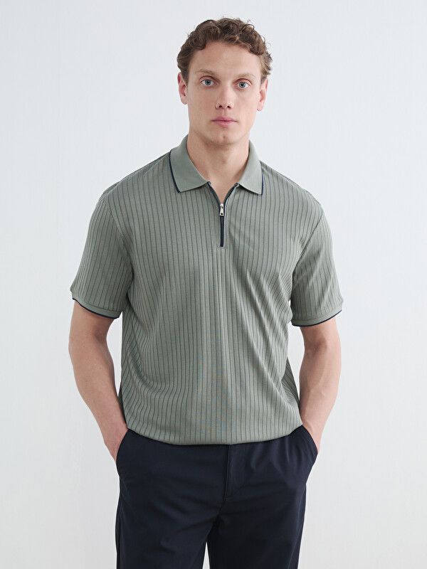 Moudda LC Waikiki - T-shirt manches courtes en jersey pour Homme couleur Vert terne - Tunisie 1