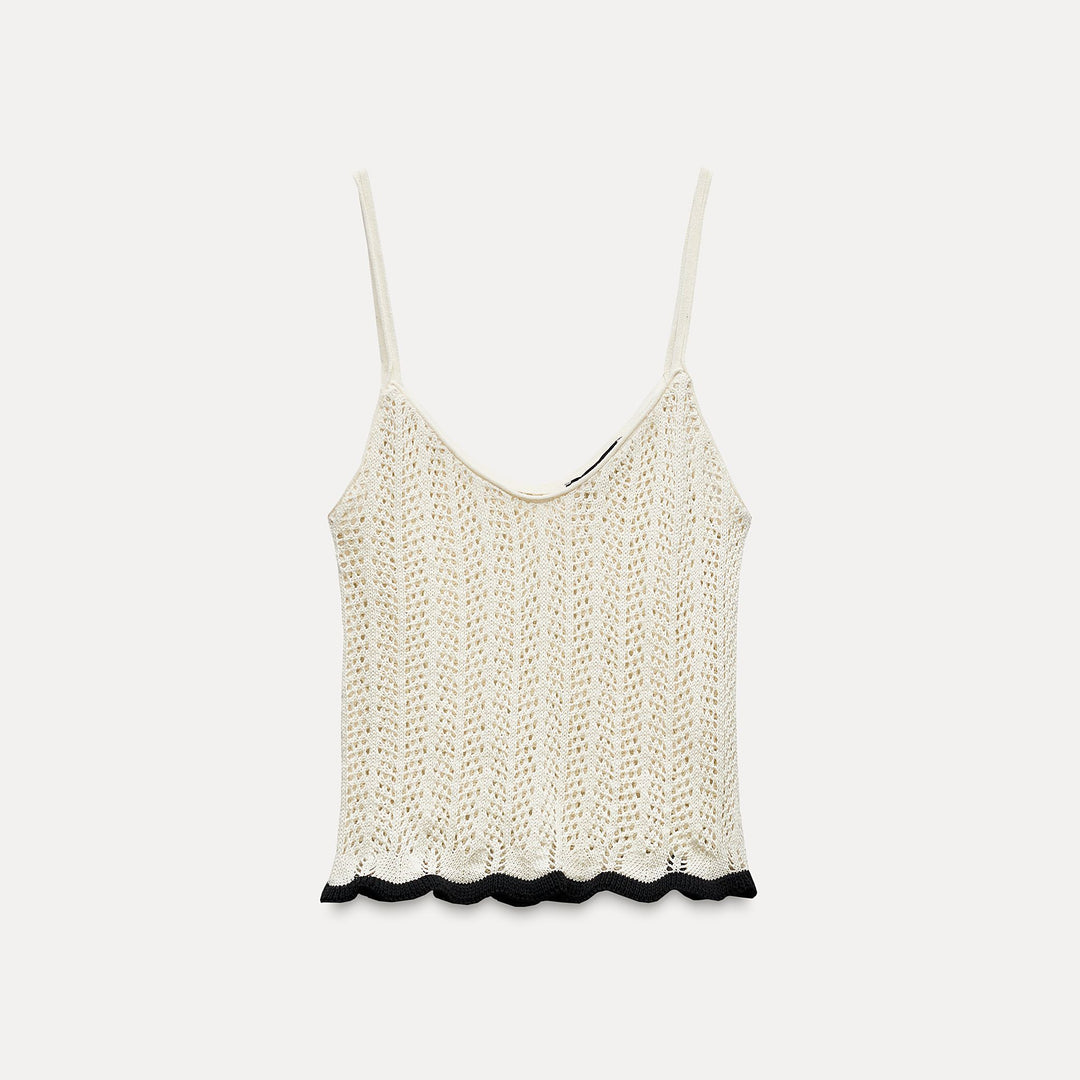 Moudda ZARA - Haut bretelles ajouré, contrastes - Tunisie 1