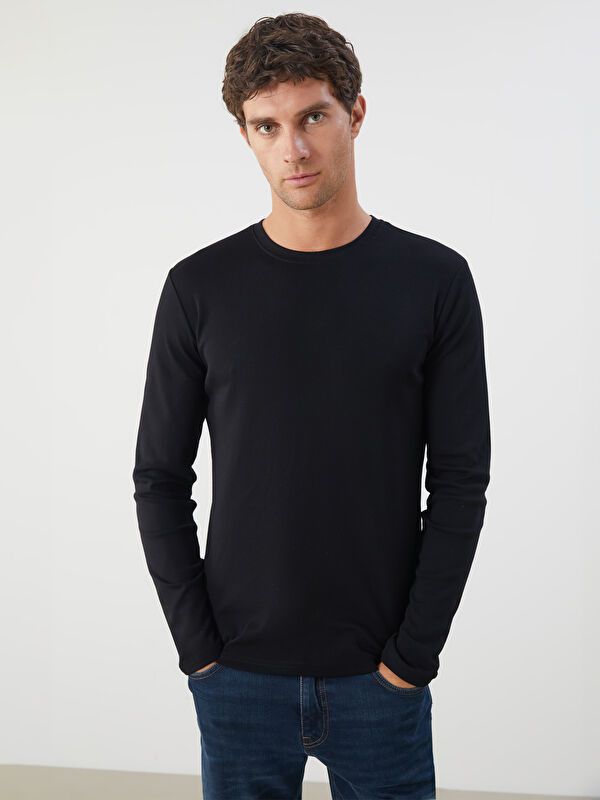 Moudda LC Waikiki - Sweatshirt jersey basique Homme Noir - Tunisie 1