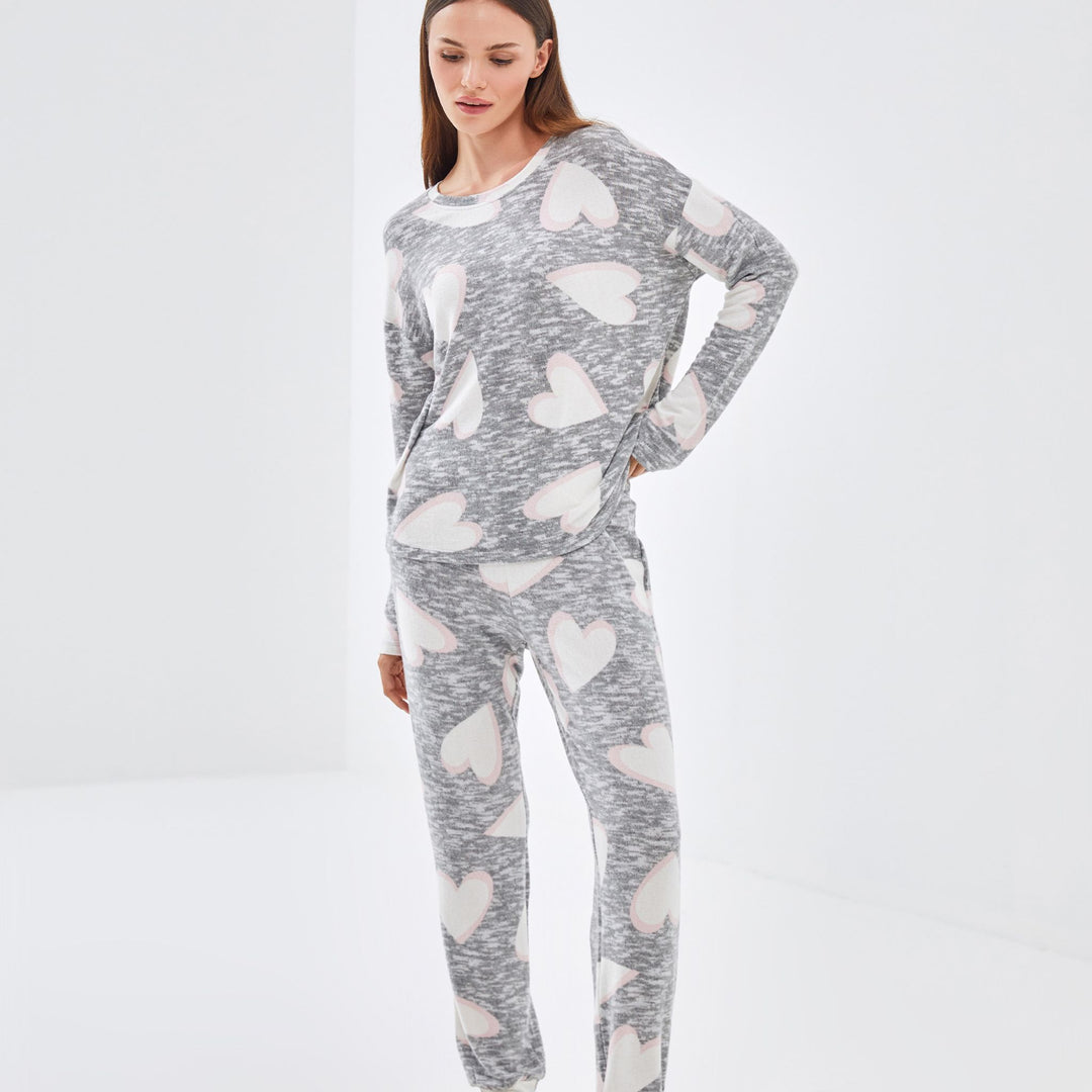 Moudda LC Waikiki - Pyjama en jersey manches longues Femme Mélange gris à - Tunisie 1